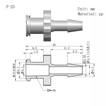 Адаптер для шприца с замком Льюэра из полипропилена