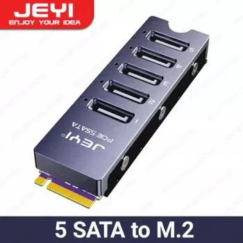 Адаптер JEYI NVMe M.2-5 Sata, внутренний адаптер на 5 портов без RAID SATA III 6 Гб/с, адаптер NVMe для настольного ПК, поддержка SSD и HDD