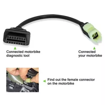 Адаптер Obd2 подходит для мотоцикла Kawasaki, диагностический кабель с 4 Pin на 16 Pin OBD, для мотоцикла Z250/Z650/Z1000/ER6N/EX650F/Ninja400