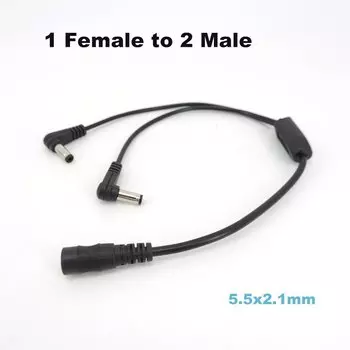 Адаптер питания постоянного тока 5, 5 мм X2, 1 мм, 1 гнездо на 2 угловых штекера, разветвитель, соединительный кабель, 12 В для камеры видеонаблюдения, коридора, резьбы R23