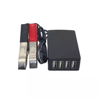 Адаптер питания с 4 USB-портами и аккумуляторным зажимом 12 В, 24 В до 5 В, 8 А для зарядки сотового телефона, аварийное питание