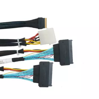 Адаптер SlimSAS 8X-2 * U.2 NVMe, SFF-8654 74pin to 2 * SFF-8639 68pin кабель с питанием, 75 см (Broadcom MPN 05-60005-00)