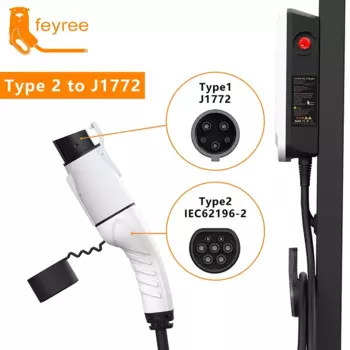 Адаптер зарядного устройства для электромобилей feyree Type2 IEC62196-2 на Type1, автомобильная розетка для зарядки, адаптер зарядного устройства переменного тока, 32 А, 1 фаза, 3,5 кВт, 7 кВт, максимальный электромобиль