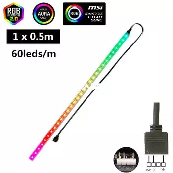 AELED Пиксельная светодиодная лента 5V 3PIN WS2812B для ASUS AURA SYNC/MSI Mystic Light/GIGABYTE RGB Fusion 2.0