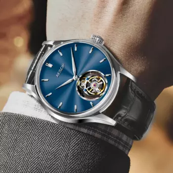 AESOP Flying Tourbillon Механические часы для мужчин Сапфировый водонепроницаемый ручной турбийон Мужские часы со скелетом Роскошный стальной ремешок A