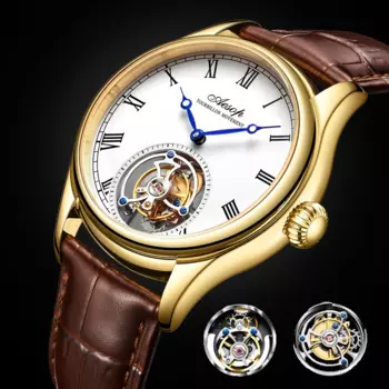 Aesop Flying Tourbillon Механические настоящие сапфировые украшения Скелет Мужские часы Высокое качество Роскошные мужские наручные часы Seiko