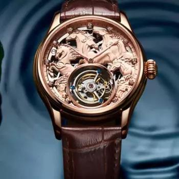 Aesop летающие турбийон механические часы для мужчин восемь лошадей стильные водонепроницаемые наручные часы 7007 стильные скелетоны Роскошные A