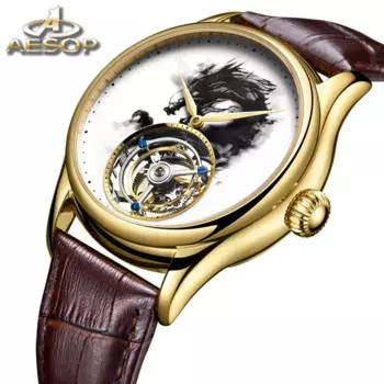 AESOP механические мужские часы лучший бренд класса люкс скелетон турбийон часы для мужчин 100 м водонепроницаемые мужские механические часы Reloj