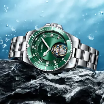 AESOP Новинка 2023 года, механические часы для дайвинга с летающим турбийоном для мужчин, роскошные сапфировые часы со скелетом, мужские водонепроницаемые часы из нержавеющей стали, 10 бар