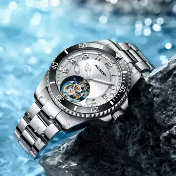 AESOP Новинка 2023 года, механические часы для дайвинга с летающим турбийоном для мужчин, роскошные сапфировые часы со скелетом, мужские водонепроницаемые часы из нержавеющей стали, 10 бар