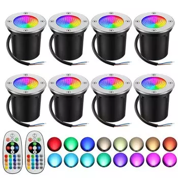 Aesyzo RGBW Подземная лампа 10Вт 8 шт.