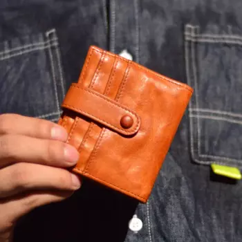 AETOO Маленькая кожаная мужская сумка для карт, Мини Портативная сумка из воловьей кожи с верхним слоем, вместительный ультратонкий короткий кошелек с несколькими отделениями для карт