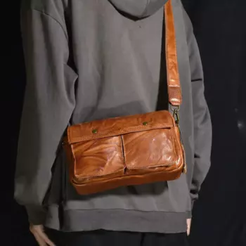 AETOO сумка через плечо кожаная ретро-арт подростковая простая сумка из воловьей кожи маленькая квадратная сумка на молнии индивидуальная мужская сумка