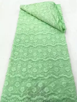 Африканская Хлопковая кружевная ткань 2024, Африканское французское шифоновое хлопковое кружево, высококачественное мягкое женское платье 5 ярдов