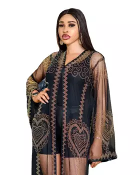 Африканская одежда, африканские платья для женщин, летнее Африканское женское черное длинное платье с длинным рукавом, Платье Макси