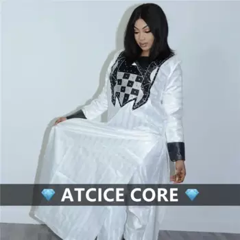 Африканское платье для женщин Bazin, Роскошное дизайнерское длинное платье с вышивкой и брюками