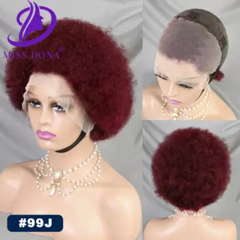 Афро кудрявые 13*4, парики на сетке спереди, короткий Боб, парик из человеческих волос, натуральные вьющиеся волосы для черных женщин