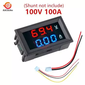 Aideepen Цифровой автомобильный вольтметр амперметр 100В 10/50/100А