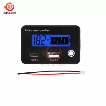 Aideepen Цифровой вольтметр тестер напряжения для литиевых и свинцово-кислотных аккумуляторов