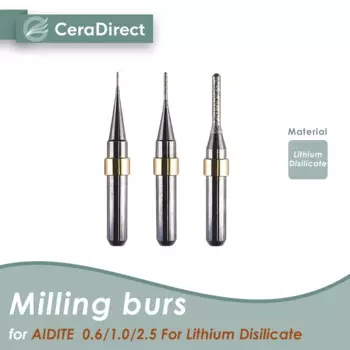 AIDITE AMW-400 Dental Lab для фрезерования материалов, фрезерные боры, фрезеровочная деталь 0,6/1,0/2,5 мм (2 шт.)