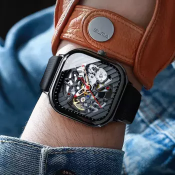 AILANG классические часы с полым квадратным циферблатом, мужские спортивные автоматические механические часы, водонепроницаемые мужские наручные часы Reloj Hombre