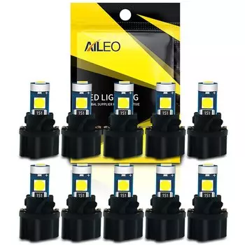 AILEO 10 шт. светодиодная лампа T5 W3W W1.2W PC74 PC37 PC118 Супер яркий автомобильный индикатор обогрева приборной панели клиновой светильник Автоматическая лампа для инструментов