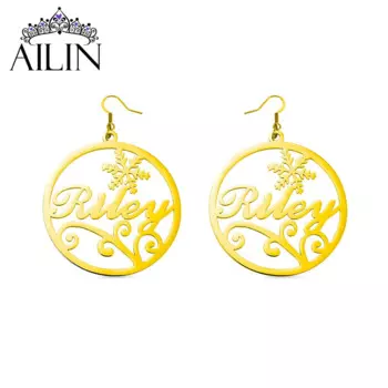 AILIN пользовательские серьги-кольца с именем женщин большой размер Снежинка Форма Нержавеющая Сталь персонализированные ювелирные изделия Рождественский подарок 2020