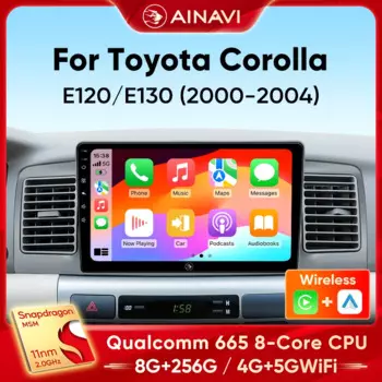 Автомобильное радио Ainavi для Toyota Corolla E120 2001 2002 2003 2004, беспроводной Carplay Android, автомобильный мультимедийный плеер, стерео DSP 2DIN