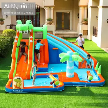 AirMyFun, надувной батут в джунглях, надувной батут, замок для прыжков, надувной замок, детский батут с горкой