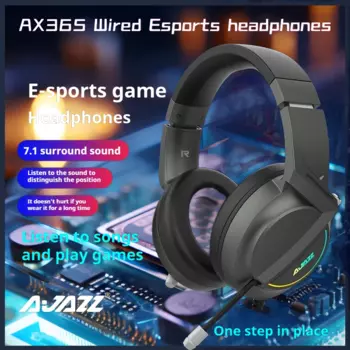 AJAZZ AX365 Проводные наушники-вкладыши с шумоподавлением, эргономичная игровая гарнитура с объемным звуком USB/3,5 мм 7,1, настольная, белая/черная