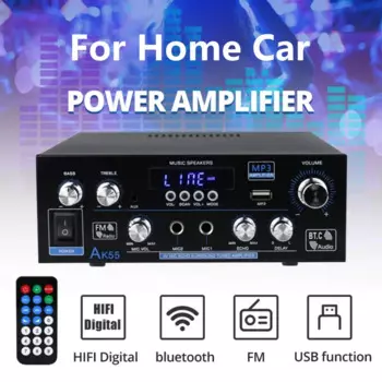 AK55 900 Вт Bluetooth Цифровые усилители, 2-канальный Hi-Fi стерео звуковой усилитель для дома, автомобиля, караоке, FM, USB усилитель с дистанционным управлением