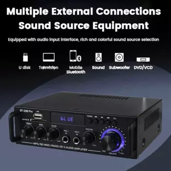 AK55 HiFi усилитель звука Bluetooth BT298Pro цифровые звуковые усилители для канала домашнего кинотеатра 2,0 А макс. 800 Вт Поддержка 2 микрофона FM