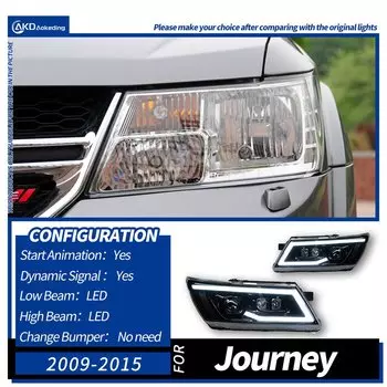 AKD Стайлинг автомобиля для Dodge JCUV Journey 2009-2016 Светодиодная фара Fiat Freemont LED DRL Hid Angel Eye Bi Xenon Beam Аксессуары