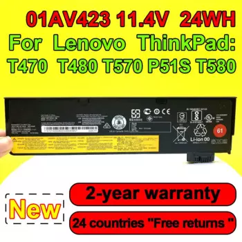 Аккумулятор 11,4 в 24 Втч для ноутбука Lenovo ThinkPad T470 T480 T570 T580 P51S 01AV422 01AV423 01AV424 01AV425 01AV426 01AV427 01AV428