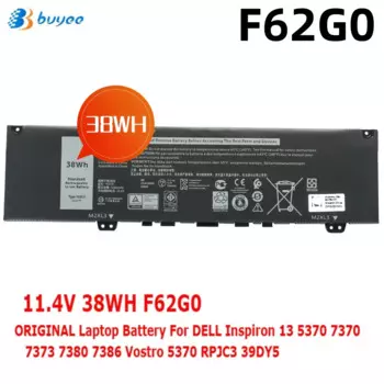 Аккумулятор 38Wh F62G0 для ноутбука Dell Inspiron13 7000 2 в 1 7373 7370 7380 P83 P87G P91G F62GO