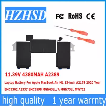 Аккумулятор A2389 для ноутбука, 11,39 в, 4380 мАч, для Apple MacBook Air M1, 13 дюймов, A2179, 2020 год, EMC3302, A2337, EMC3598, MGN63LL, MGN73LL, MWTJ2