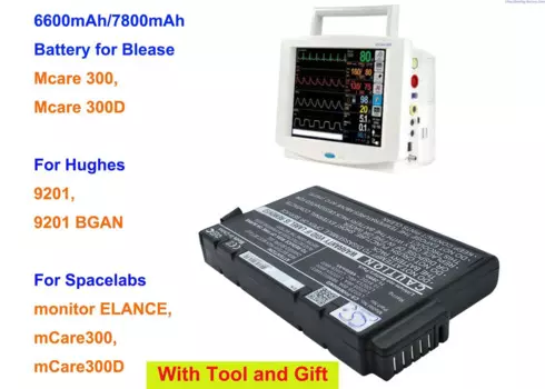 Аккумулятор CameronSino 6600 мАч для Blease Mcare 300, Mcare 300D, для Hughes 9201 BGAN, для Spacelabs mCare300, mCare300D