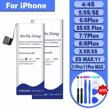 Аккумулятор DaDaXiong для iPhone SE, 4 лампочки, 5 лампочек, 5C, 6, 6plus, 6S, 6S plus, 7, 7plus, 8plus, XS, MAX, XR, 11 Pro, высокая емкость, инструмент, наклейка