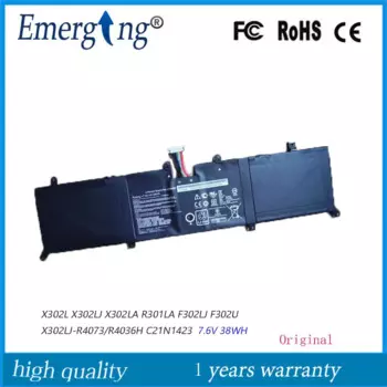 Аккумулятор для ноутбука 7,6 В 38 Вт · ч, C21N1423 для ASUS X302L X302LJ X302LA R301LA F302LJ F302U X302LJ-R4073/R4036H