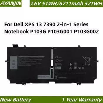 Аккумулятор для ноутбука Dell XPS 13 7,6 2 в 1, 52 Вт · ч, 7390 в, 51 Вт · ч, P103G, P103G001, P103G002, MM6M8, 0 мм, 6m8, XX3T7