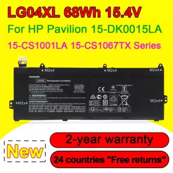 Аккумулятор для ноутбука LG04XL для HP Pavilion 15-DK0015LA 15-CS1001LA 15-CS1002LA 15-CS1067TX HSTNN-IB8S TPN-Q208 15,4 V 68Wh