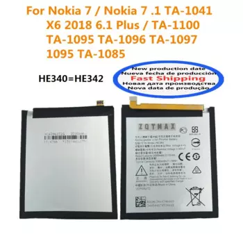 Аккумулятор для телефона HE342 HE340 для Nokia X6 2018/7/7,1 TA-1041/6,1 Plus TA-1085 TA-1095 TA-1096 TA-1097 TA-1100 TA-3060 мАч