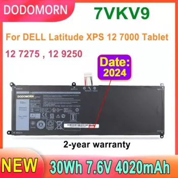 Аккумулятор DODOMORN 7VKV9 для ноутбука DELL Latitude XPS 12 7000 7275 9250, запасные части для планшетов 9TV5X T02H001 0V55D0 T02H 07VKV9 30Wh