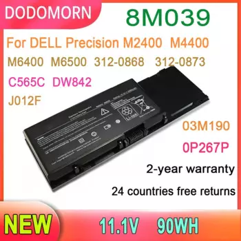 Аккумулятор DODOMORN 8M039 для ноутбука DELL Precision M2400 M4400 M6400 M6500, запасные части 312-0868 312-0873 C565C DW842 J012F