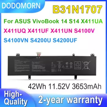 Аккумулятор DODOMORN B31N1707 для ноутбука ASUS VivoBook 14 S14 X411UA X411UQ X411UF X411UN S4100V S4100VN S4200U S4200UF, 11,52 в, 42 Втч