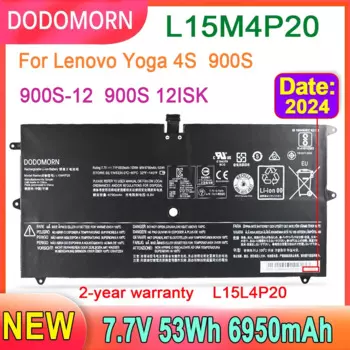 Аккумулятор DODOMORN L15M4P20 для ноутбука Lenovo Yoga 4S 900S 900S-12 900S 12ISK L15L4P20, запасные части, 2-летняя гарантия, 53 Вт/ч