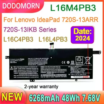 Аккумулятор DODOMORN L16M4PB3 для ноутбука Lenovo IdeaPad 720S-13ARR 720S-13IKB L16L4PB3 L16C4PB3, запасные части 48 Вт/ч, гарантия 2 года