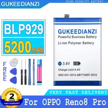 Аккумулятор GUKEEDIANZI 5200 мАч BLP929 для OPPO Reno 8 Pro PLUS 8Pro + Big Power Bateria