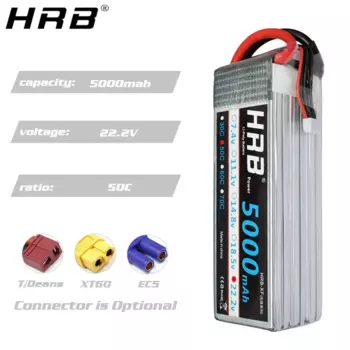 Аккумулятор HRB 6S Lipo 22,2 в 5000 мАч 50C с разъемом XT60 для квадрокоптера, вертолета, дрона, квадрокоптера 700 яка 54