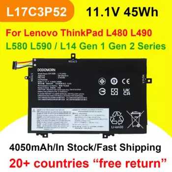 Аккумулятор L17L3P52 01AV463 для ноутбука Lenovo ThinkPad L480 L490 L580 L590/L14 Gen 1 Series L17C3P52 SB10K97610, 11,1 В, 45 Вт/ч, 4050 мАч